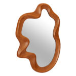 35" Brown Solid Wood Abstract Geometric Framed Accent Mirror - Image 2