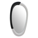 31" Black And White Steel Oval Geometric Framed Accent Mirror - Image 4