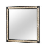 36" Black And Gold Faux Crystal And Wood Dresser Mount Framed Mirror - Image 4