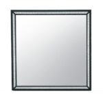 37" Black Faux Crystal And Wood Dresser Mount Framed Mirror - Image 2