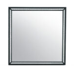37" Black Faux Crystal And Wood Dresser Mount Framed Mirror - Image 4