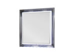 42" Silver And White Wood Square Lighted Dresser Mount Framed Mirror - Image 3