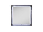 42" Silver And White Wood Square Lighted Dresser Mount Framed Mirror - Image 4