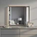 38" White And Silver Wood Lighted Dresser Mount Framed Mirror
