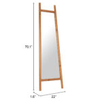 70" Natural Solid Wood Leaning Geometric Framed Standing Mirror - Image 8