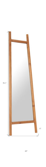 70" Natural Solid Wood Leaning Geometric Framed Standing Mirror - Image 9