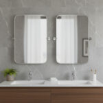 Set of Two 32" Silver Metal Framed Accent Mirrors