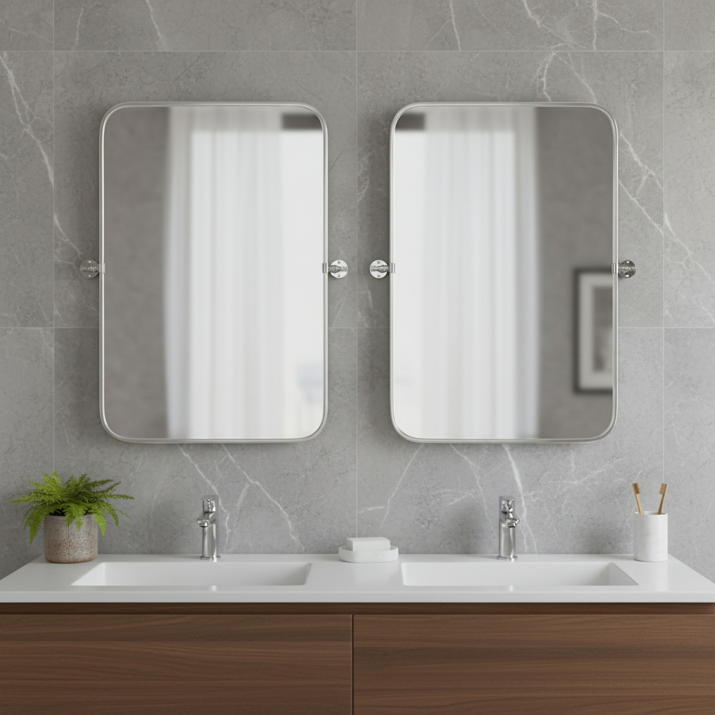 565057_11_DvR8zC9E.jpg Set of Two 32" Silver Metal Framed Accent Mirrors - Image 1