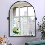 36" Black Metal Arch Tilting Framed Accent Mirror - Image 7
