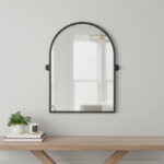 36" Black Metal Arch Tilting Framed Accent Mirror