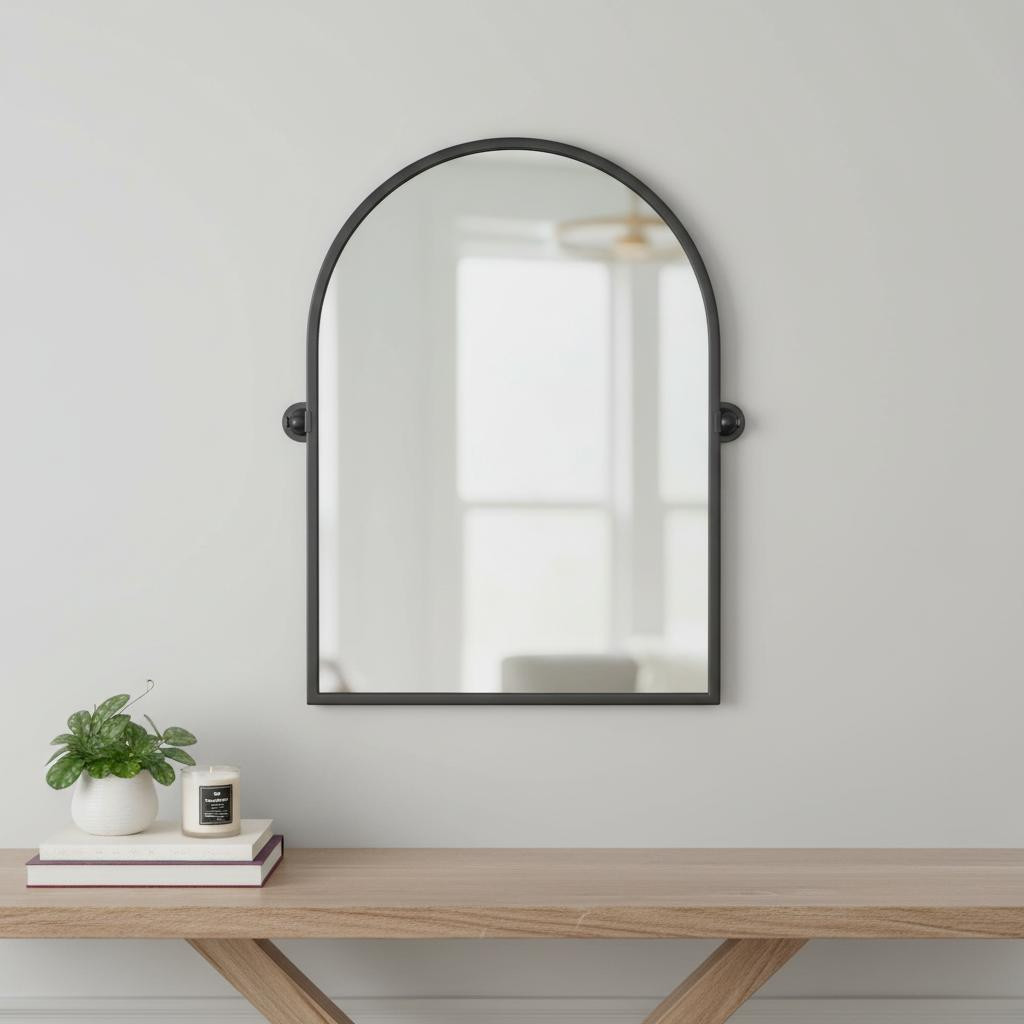 565105_9_DT5R96k8-3.jpg 36" Black Metal Arch Tilting Framed Accent Mirror - Image 1