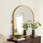 36" Gold Metal Arch Tilting Framed Accent Mirror - Image 6