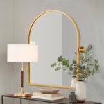 36" Gold Metal Arch Tilting Framed Accent Mirror - Image 8