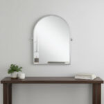 36" Silver Metal Arch Tilting Framed Accent Mirror