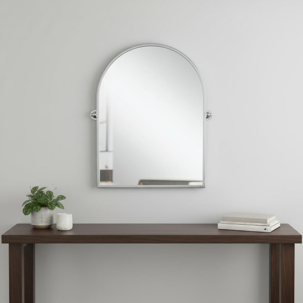 565107_11_IfCSlJQk-1.jpg 36" Silver Metal Arch Tilting Framed Accent Mirror - Image 1