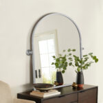36" Silver Metal Arch Tilting Framed Accent Mirror - Image 6