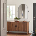 36" Silver Metal Arch Tilting Framed Accent Mirror - Image 8