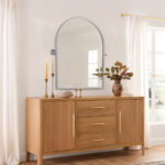 36" Silver Metal Arch Tilting Framed Accent Mirror - Image 7