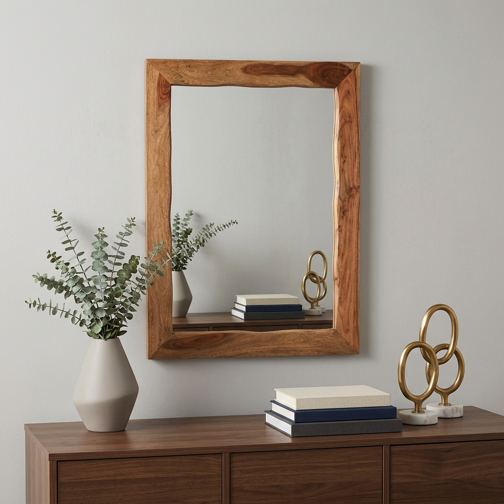 567997_10_Th6CEajy.jpg 44" Brown Solid Wood Live Edge Framed Accent Mirror - Image 1