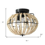Natural Wood Bead Four Light Semi-Flush Mount Ceiling Fan And Light - Image 14