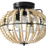 Natural Wood Bead Four Light Semi-Flush Mount Ceiling Fan And Light - Image 3