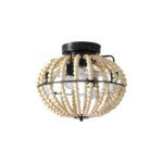 Natural Wood Bead Four Light Semi-Flush Mount Ceiling Fan And Light - Image 2
