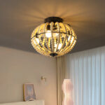 Natural Wood Bead Four Light Semi-Flush Mount Ceiling Fan And Light - Image 5