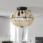 Natural Wood Bead Four Light Semi-Flush Mount Ceiling Fan And Light - Image 7