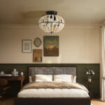 Natural Wood Bead Four Light Semi-Flush Mount Ceiling Fan And Light - Image 8