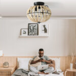 Natural Wood Bead Four Light Semi-Flush Mount Ceiling Fan And Light - Image 9