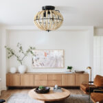Natural Wood Bead Four Light Semi-Flush Mount Ceiling Fan And Light - Image 11