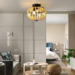 Natural Wood Bead Four Light Semi-Flush Mount Ceiling Fan And Light - Image 13