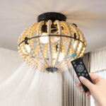 Natural Wood Bead Four Light Semi-Flush Mount Ceiling Fan And Light - Image 6