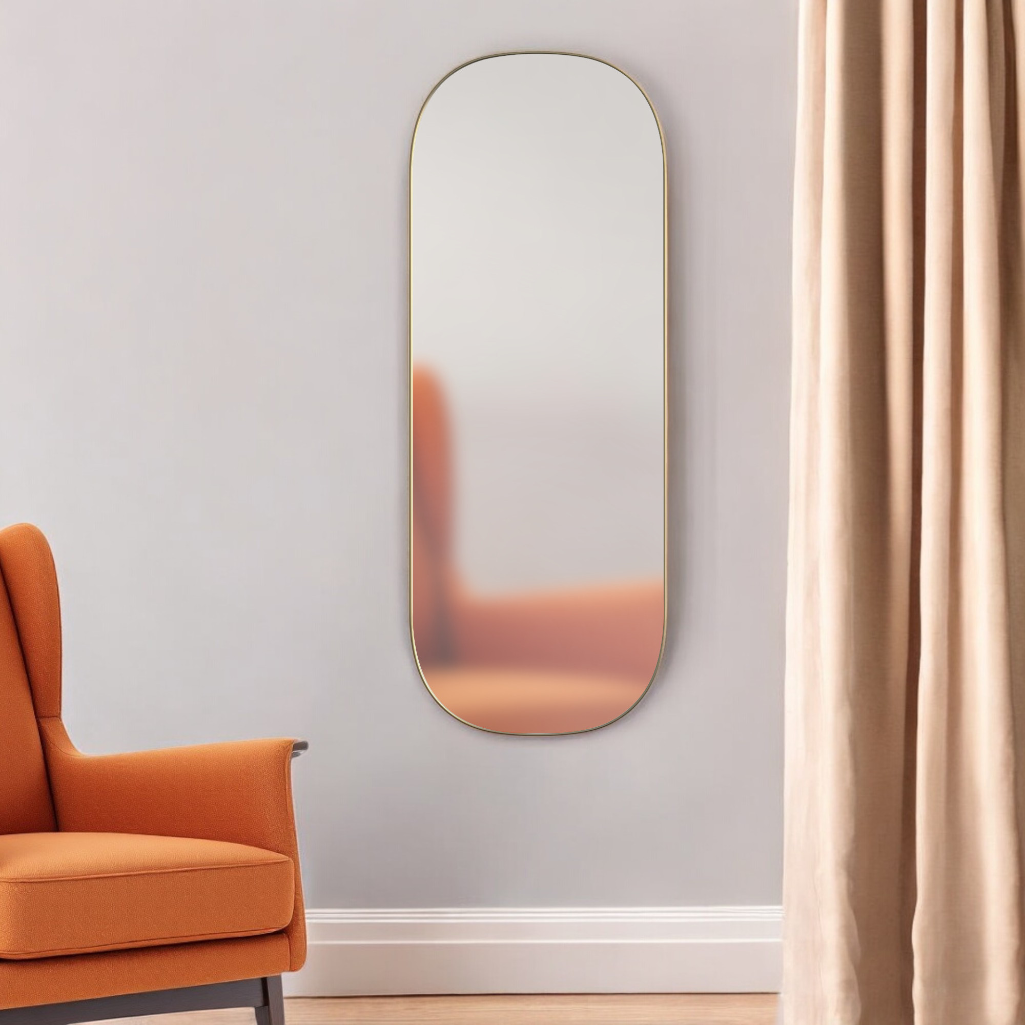 569266_5_t06NtbnS.jpg 47" Gold Oval Framed Full Length Hanging Mirror - Image 1