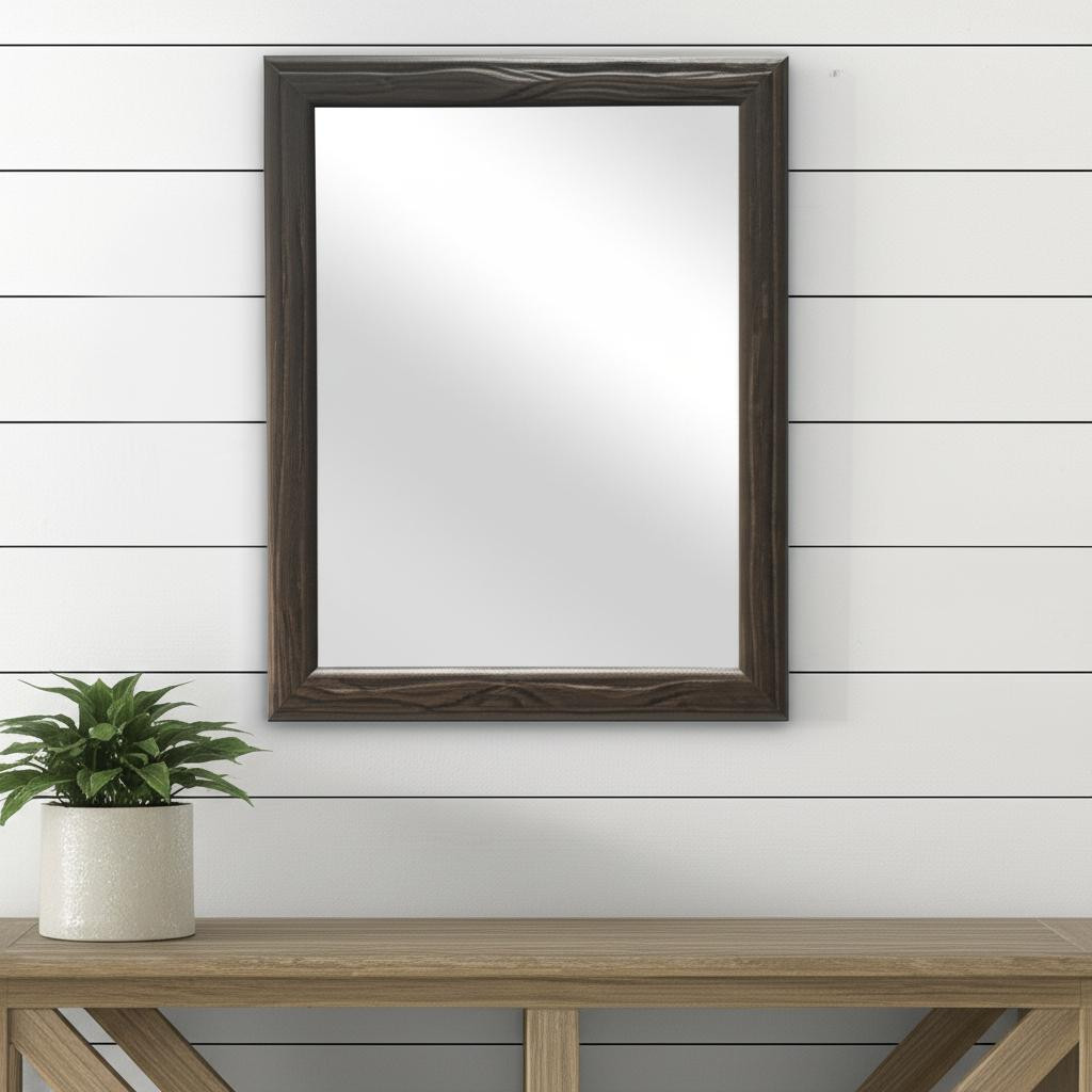 569929_10_SXLXBk0s-3.jpg 20" Black Solid Wood Accent Mirror - Image 1