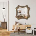 38" Brown Abstract Floating Rope Framed Accent Mirror - Image 9