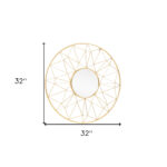 32" Gold Metal Round Accent Mirror - Image 7