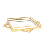 24" Gold Metal Geo Square Accent Mirror - Image 6