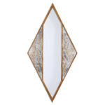 38" Brass And Silver Mixed Metal Diamond Accent Mirror - Image 2