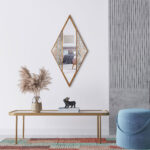 38" Brass And Silver Mixed Metal Diamond Accent Mirror - Image 8