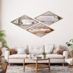 38" Brass And Silver Mixed Metal Diamond Accent Mirror - Image 9