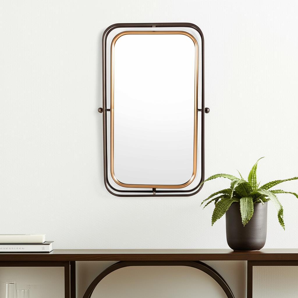 574034_9_D0BJ9U74-1.jpg 28" Black And Gold Metal Tilting Accent Mirror - Image 1