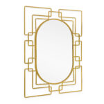 36" Gold Metal Geometric Oval Accent Mirror - Image 2