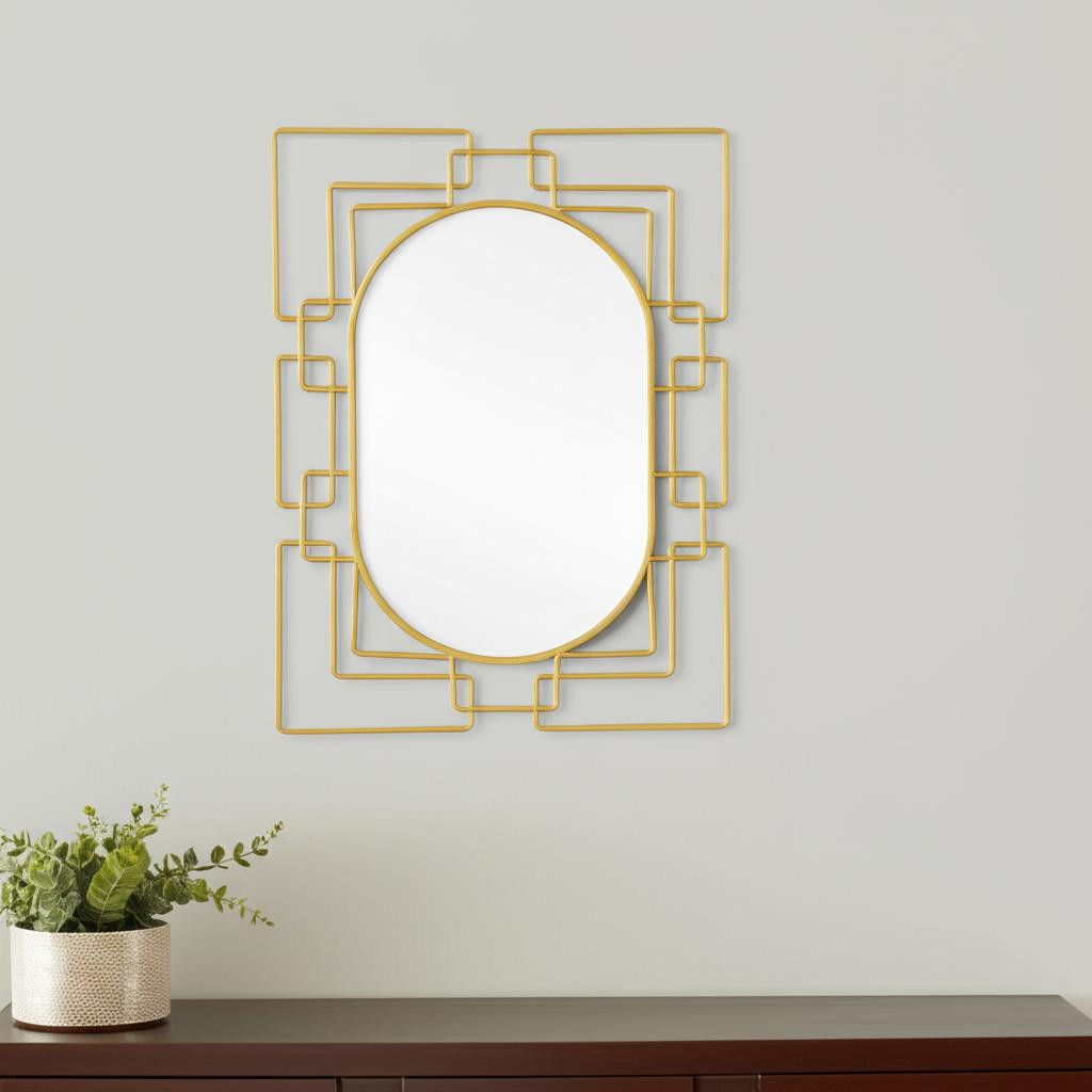 574039_7_JtconvOC-1.jpg 36" Gold Metal Geometric Oval Accent Mirror - Image 1