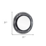 31" Black Bamboo Pierced Round Accent Mirror - Image 12