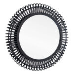 31" Black Bamboo Pierced Round Accent Mirror - Image 2