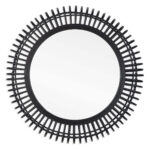 31" Black Bamboo Pierced Round Accent Mirror - Image 3