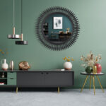 31" Black Bamboo Pierced Round Accent Mirror - Image 11