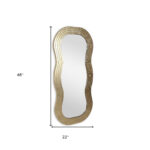 48" Gold Wood Abstract Accent Mirror - Image 12
