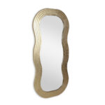 48" Gold Wood Abstract Accent Mirror - Image 4